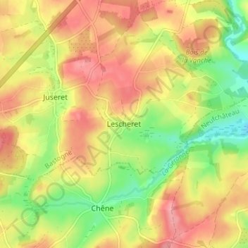 Topografische Karte Lescheret, Höhe, Relief