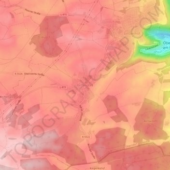 Topografische Karte Beffendorf, Höhe, Relief