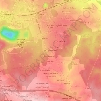 Topografische Karte Les Germendières, Höhe, Relief