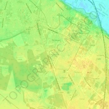Topografische Karte CHU Orléans, Höhe, Relief