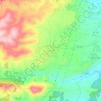 Topografische Karte Yátova, Höhe, Relief