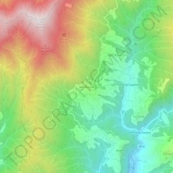 Topografische Karte San Quirico, Höhe, Relief