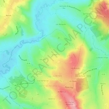 Topografische Karte Le Seuil, Höhe, Relief