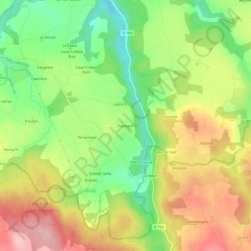 Topografische Karte Traongoff, Höhe, Relief