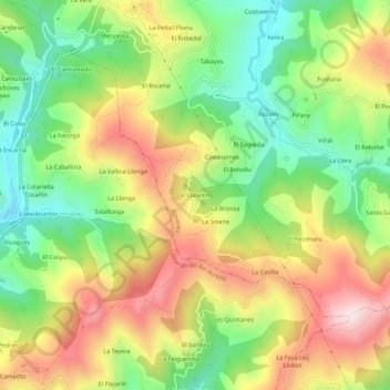 Topografische Karte El Llanotín, Höhe, Relief