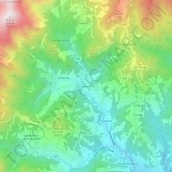 Topografische Karte Isoverde, Höhe, Relief