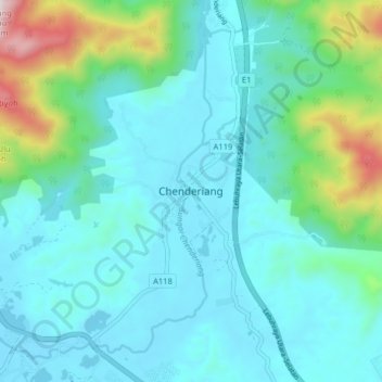 Topografische Karte Chenderiang, Höhe, Relief