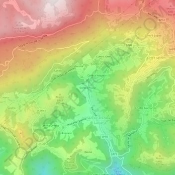 Topografische Karte Contrà Pozza, Höhe, Relief