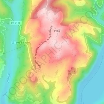 Topografische Karte Planes de Polig, Höhe, Relief