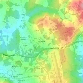Topografische Karte Requesende, Höhe, Relief