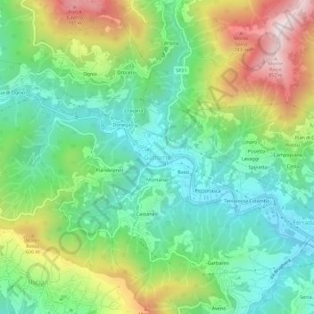 Topografische Karte Gattorna, Höhe, Relief
