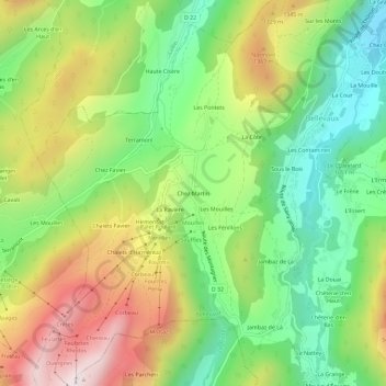 Topografische Karte Chez Martin, Höhe, Relief