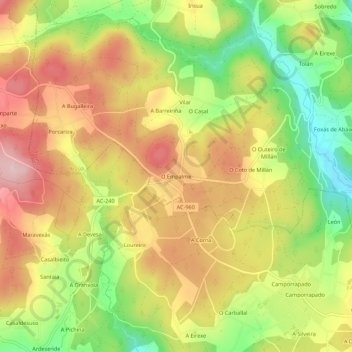 Topografische Karte O Empalme, Höhe, Relief