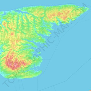Topografische Karte Boughton Island, Höhe, Relief