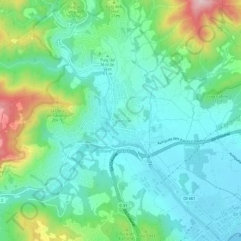 Topografische Karte Calonge, Höhe, Relief