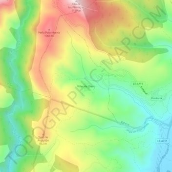 Topografische Karte Villar de Otero, Höhe, Relief