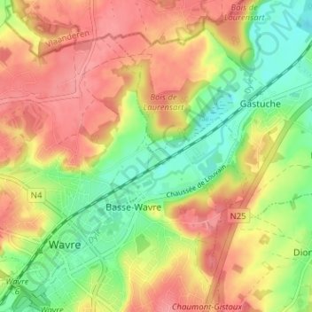 Topografische Karte Le Culot, Höhe, Relief