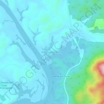Topografische Karte Kampung Beng, Höhe, Relief