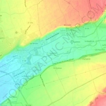 Topografische Karte Le Battoir, Höhe, Relief