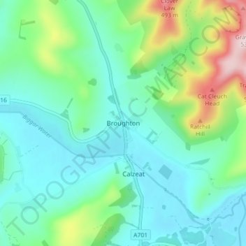 Topografische Karte Broughton, Höhe, Relief