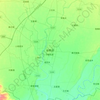 Topografische Karte 新野县, Höhe, Relief