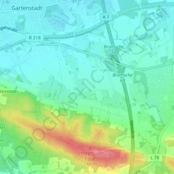Topografische Karte Schleptrup, Höhe, Relief