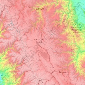 Topografische Karte Provincia de Pasco, Höhe, Relief
