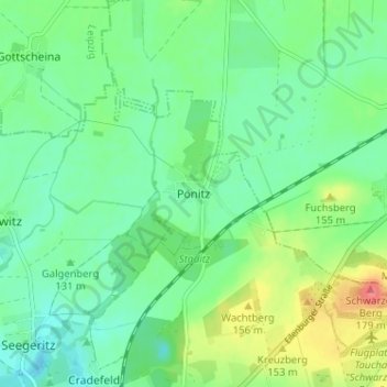 Topografische Karte Pönitz, Höhe, Relief