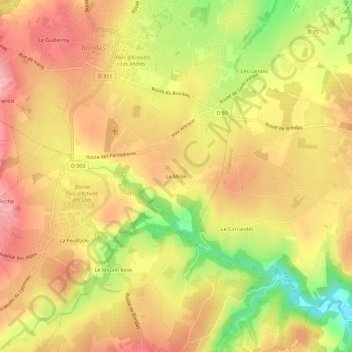 Topografische Karte Le Milon, Höhe, Relief