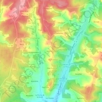 Topografische Karte Les Combes, Höhe, Relief