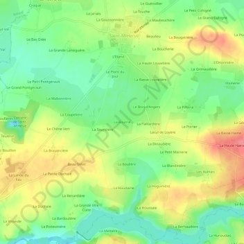 Topografische Karte La Boutrie, Höhe, Relief