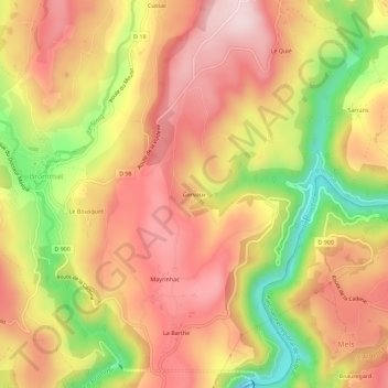 Topografische Karte Gervaux, Höhe, Relief