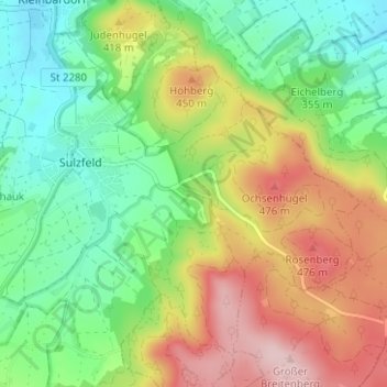 Topografische Karte Feriendorf, Höhe, Relief
