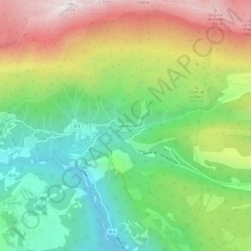 Topografische Karte Saint-Pons, Höhe, Relief