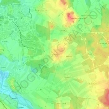 Topografische Karte Frühling, Höhe, Relief