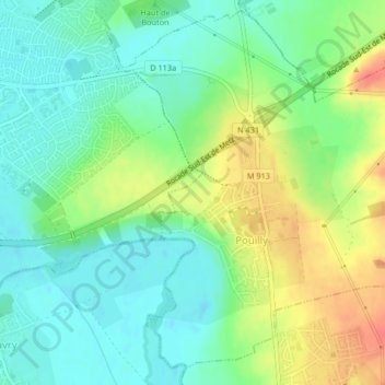 Topografische Karte Sur les Vignes, Höhe, Relief