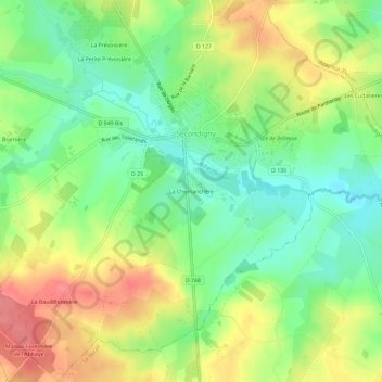Topografische Karte La Chemanchère, Höhe, Relief