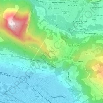 Topografische Karte Presles, Höhe, Relief
