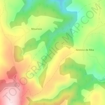 Topografische Karte Alto de Xestoso, Höhe, Relief