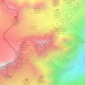 Topografische Karte Portalet, Höhe, Relief