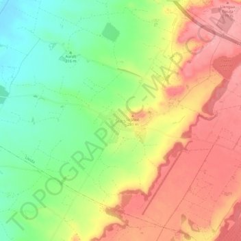 Topografische Karte Sucs, Höhe, Relief