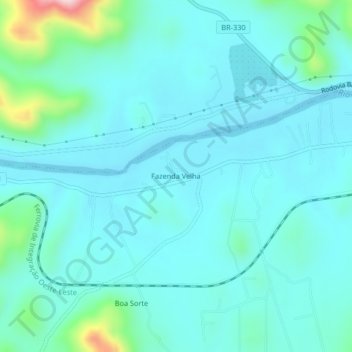 Topografische Karte Fazenda Velha, Höhe, Relief