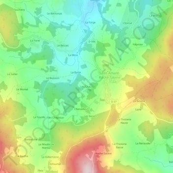 Topografische Karte Les Chaux, Höhe, Relief
