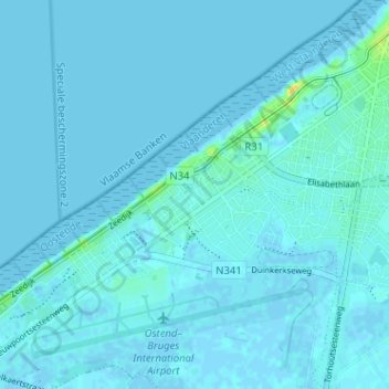 Topografische Karte Mariakerke, Höhe, Relief