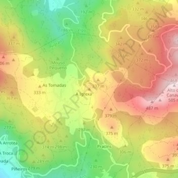 Topografische Karte A Igrexa, Höhe, Relief