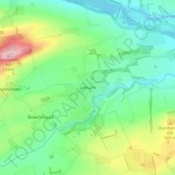 Topografische Karte Letham, Höhe, Relief