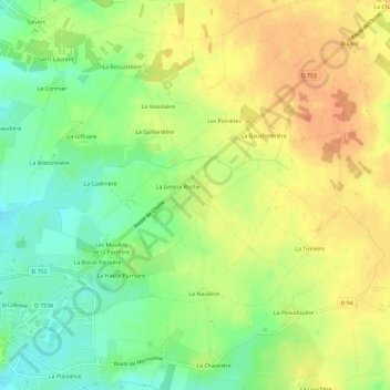 Topografische Karte La Garrelière, Höhe, Relief