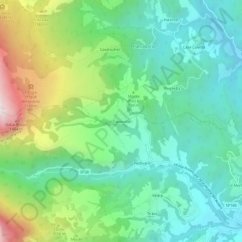 Topografische Karte Capovalle, Höhe, Relief