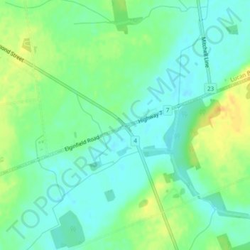 Topografische Karte Elginfield, Höhe, Relief