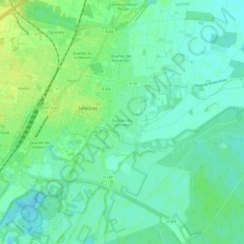 Topografische Karte Quartier des Tanzmatten, Höhe, Relief